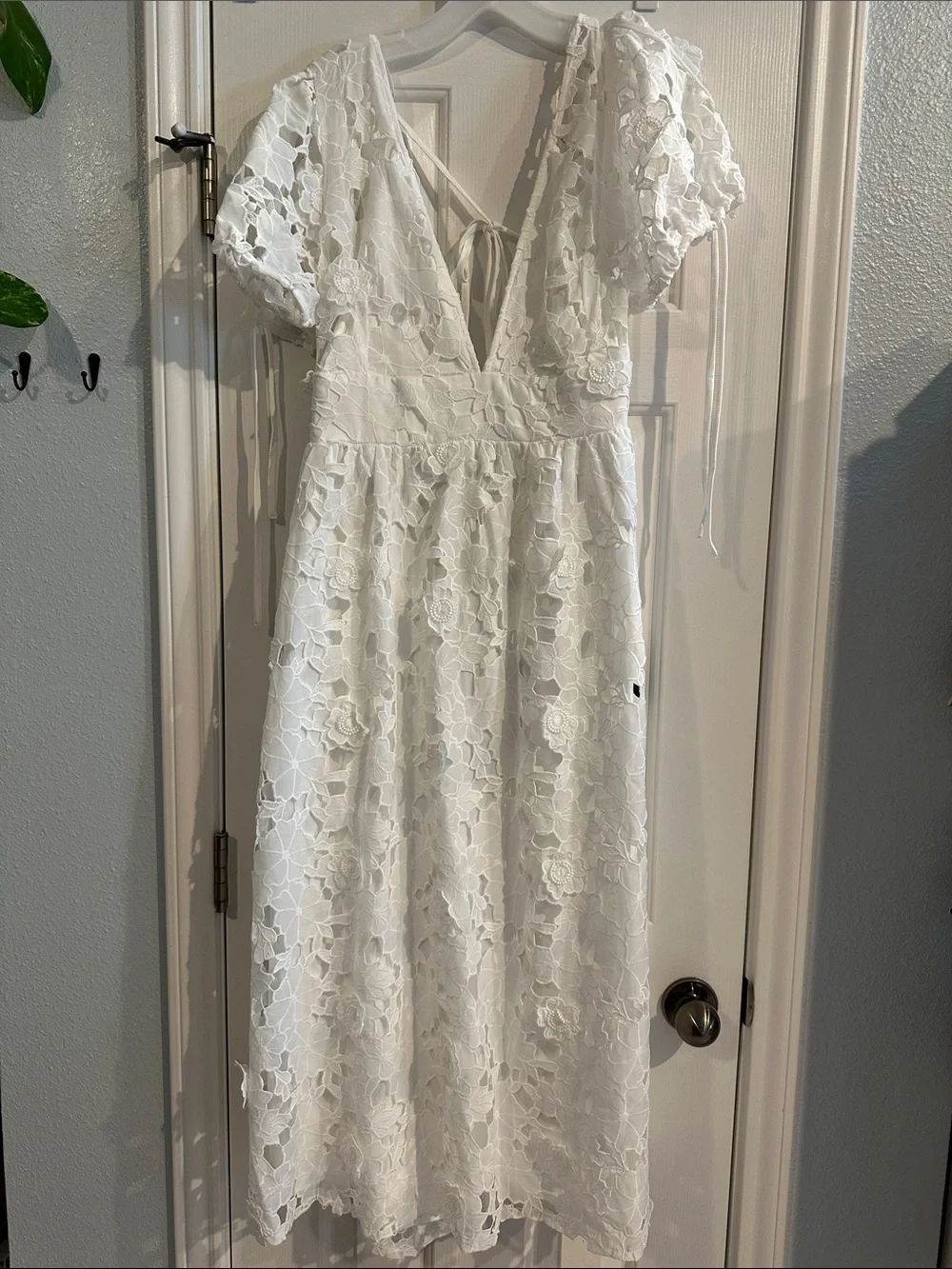 Lulus White Floral Lace Midi Dress Backless NWT XXL Boho Cottagecore Coquette - Picture 2 of 11